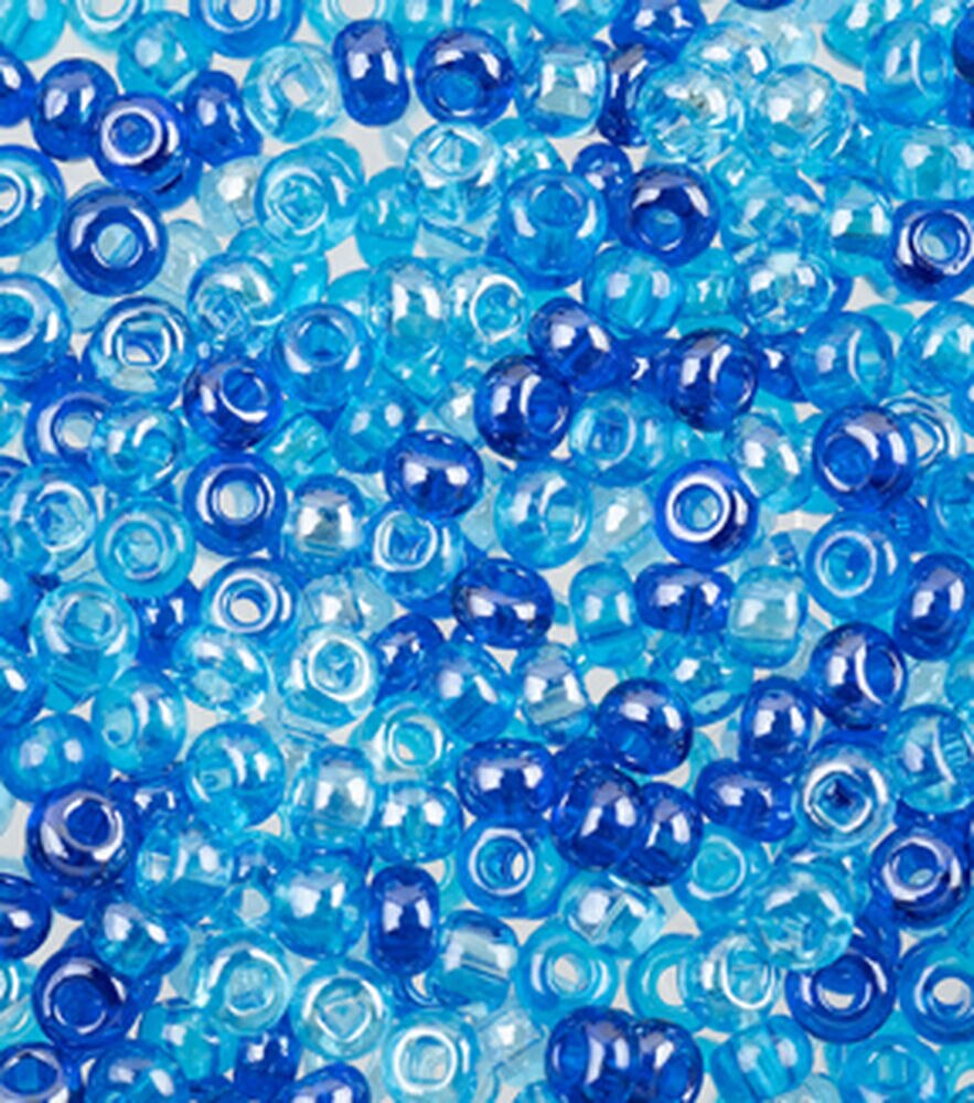 John Bead Czech Glass Beads 24G 6/0, Aqua Trans Ab Mix, swatch, image 1