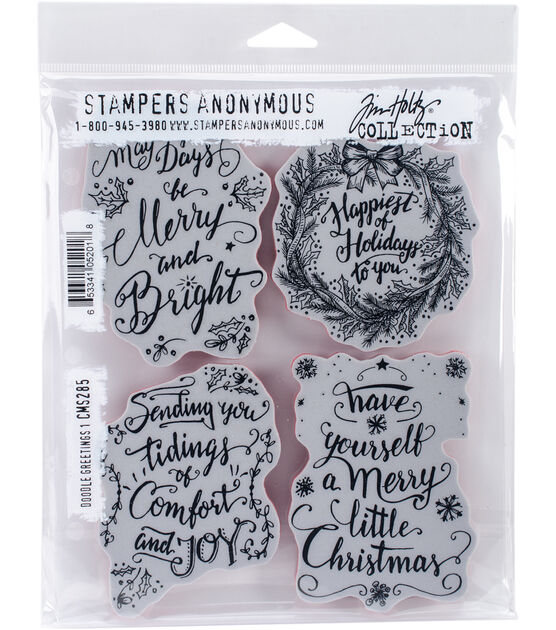 Tim Holtz Cling Stamps 7"X8.5" Doodle Greetings #1