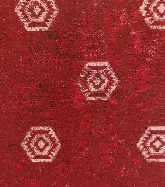 Octagon Crimson Cotton Canvas Fabric