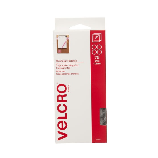 VELCRO Brand Stick On Coins 5/8" 75 Pkg Clear