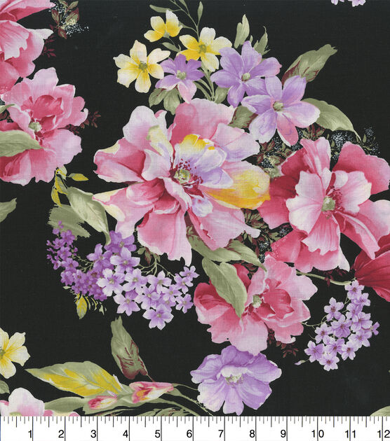 Hi Fashion Large Floral Premium Cotton Fabric, , hi-res, image 2