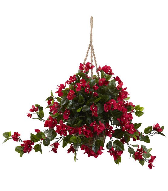 Nearly Natural Uv Resistant Bougainvillea Hanging Basket