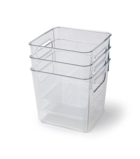 6" Clear Plastic Storage Bins 3pk by Top Notch, , hi-res, image 4