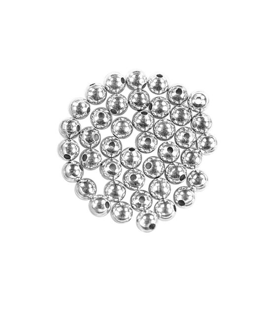 5mm Silver Round Metal Beads 84pk by hildie & jo