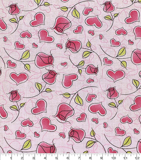 Hearts N Roses Pink Valentine's Day Cotton Fabric