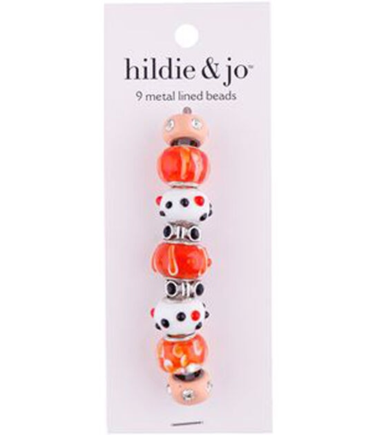 15mm Orange & Blush Metal Lined Glass Beads 9ct by hildie & jo