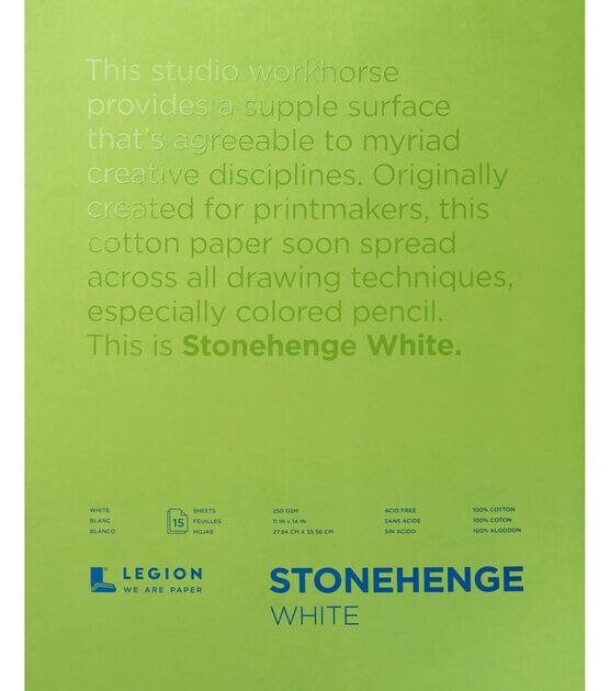 Stonehenge 15 sheet 11''x14'' 90 lbs. Paper Pad  White
