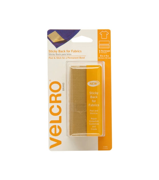 VELCRO Brand Sticky Back for Fabrics, 6in x 4in tape, beige