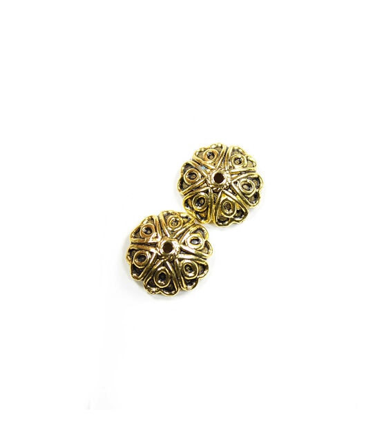 12pk Antique Gold Round Metal Bead Caps by hildie & jo