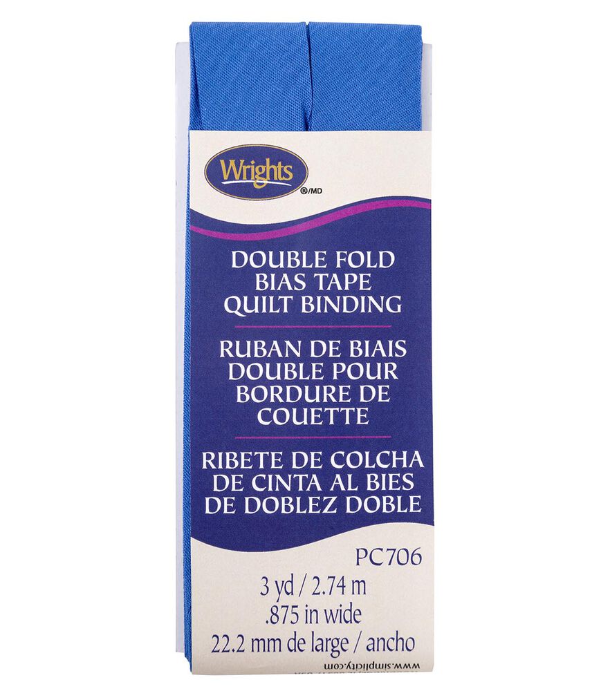 Wrights 7/8" x 3yd Double Fold Quilt Binding, Royal, swatch, image 50