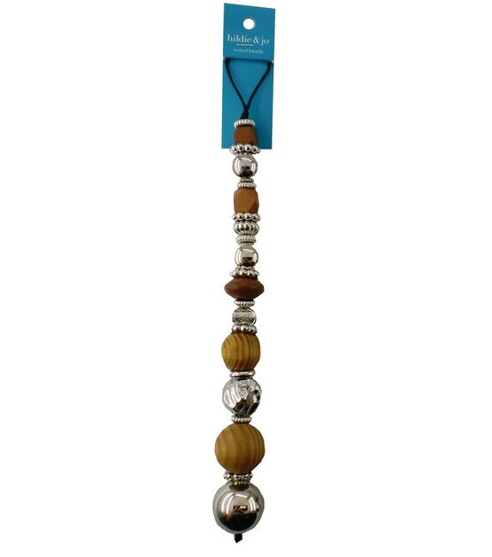 7" Brown Wood & Silver Resin Bead Strand by hildie & jo