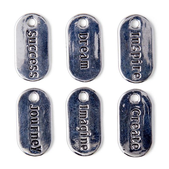 6ct Silver Words Tag Charms by hildie & jo, , hi-res, image 2