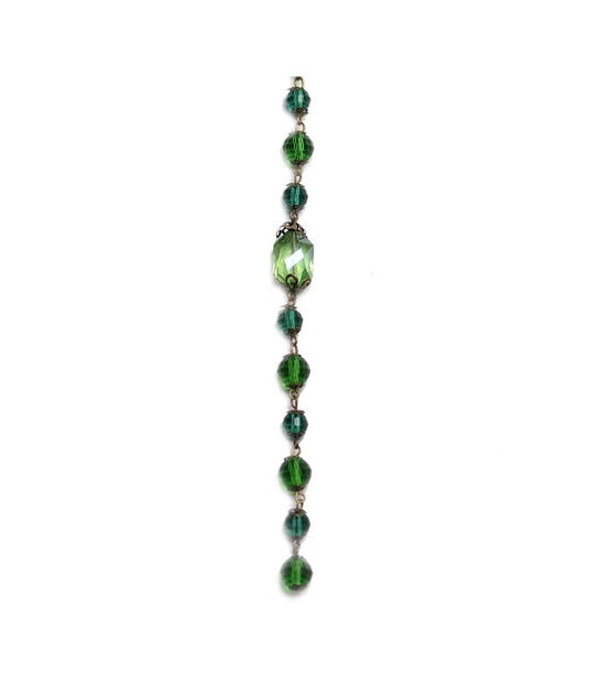 8" Green Glass Strung Beads by hildie & jo, , hi-res, image 2