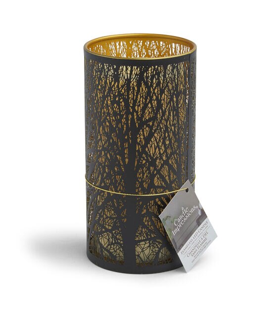 3" x 7" Black Tree Laser Etched Metal Candle Holder by Hudson 43