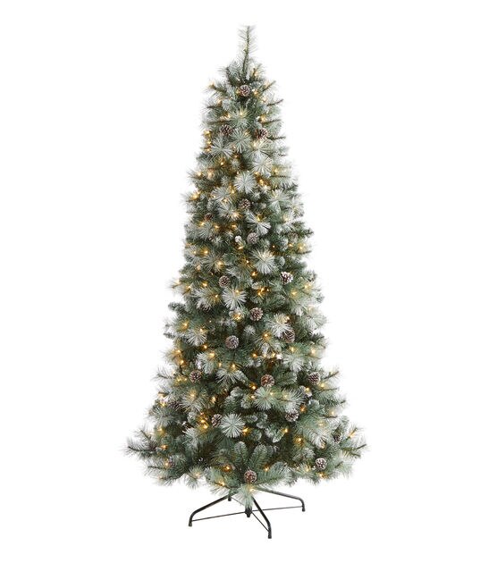 Nearly Natural 7' Pre Lit Frosted Columbia Mountain Pine Christmas Tree