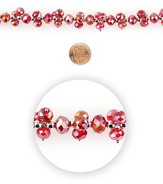 7" Red Faceted Crystal Glass Dangle Bead Strand by hildie & jo