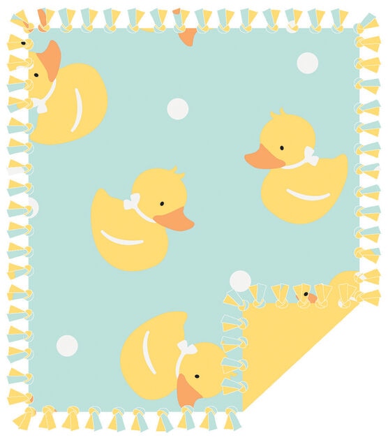 48" Wide Baby Duckies on Teal No Sew Fleece Blanket by Make It Give It