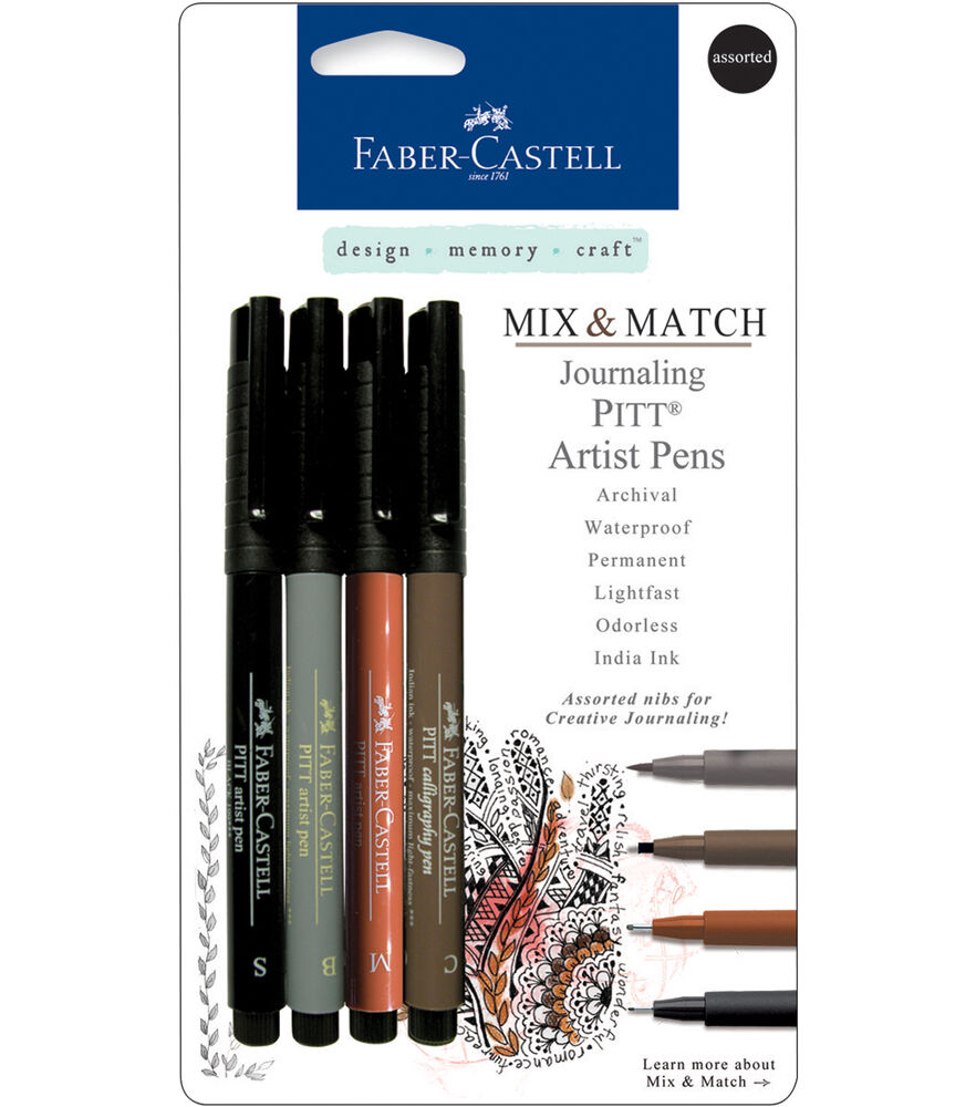Faber Castell design memory craft Mix & Match Pitt Artist Pens , Black, swatch