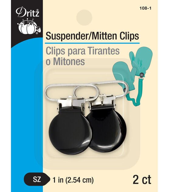 Dritz 1" Suspender/Mitten Clips, 2 pc, Black