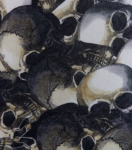 The Witching Hour Packed Skull Print On Satin Halloween Fabric, , hi-res, image 3