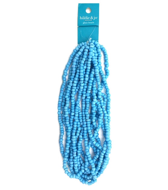 14" Light Blue Glass Seed Strung Beads by hildie & jo