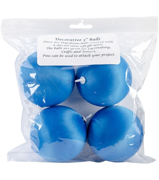 Satin Balls 3" 4 Pkg Turquoise