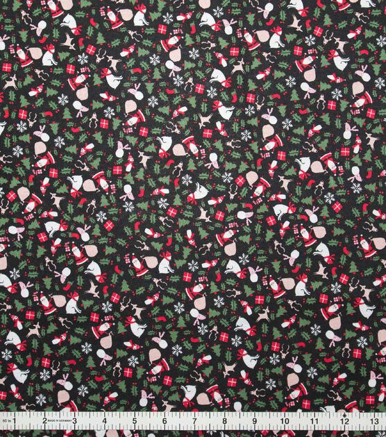Mini Santa & Trees Christmas Cotton Fabric, , hi-res, image 1