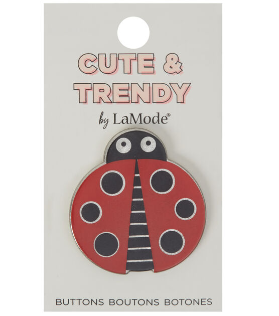 La Mode 1 1/2" Red & Black Ladybug Button