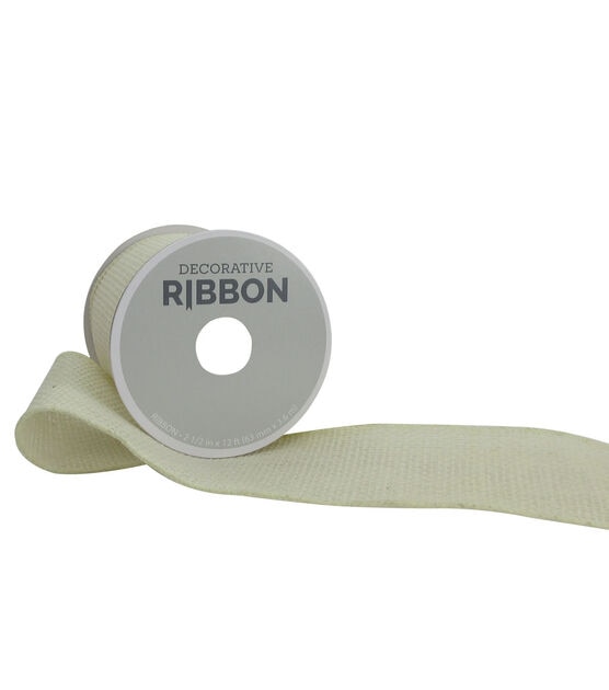 Decorative Ribbon 2.5" Solid Burlap Ribbon Natural