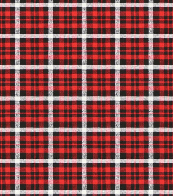 Alex Red & Gray Plaid Super Snuggle Flannel Fabric, , hi-res, image 2