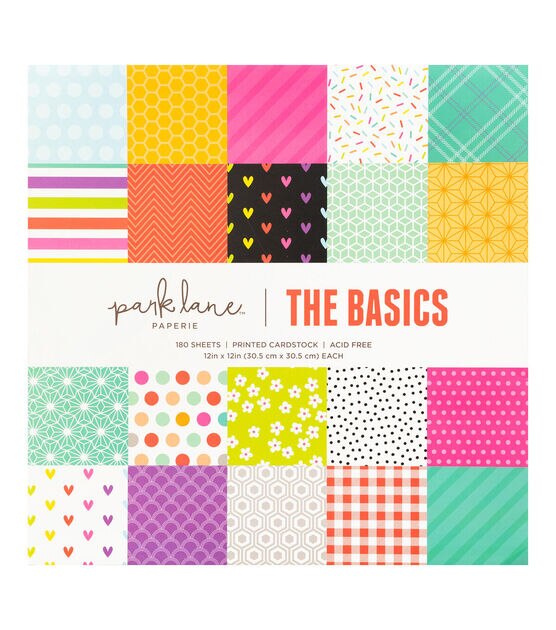 180 Sheet 12" x 12" The Basics Cardstock Paper Pack by Park Lane