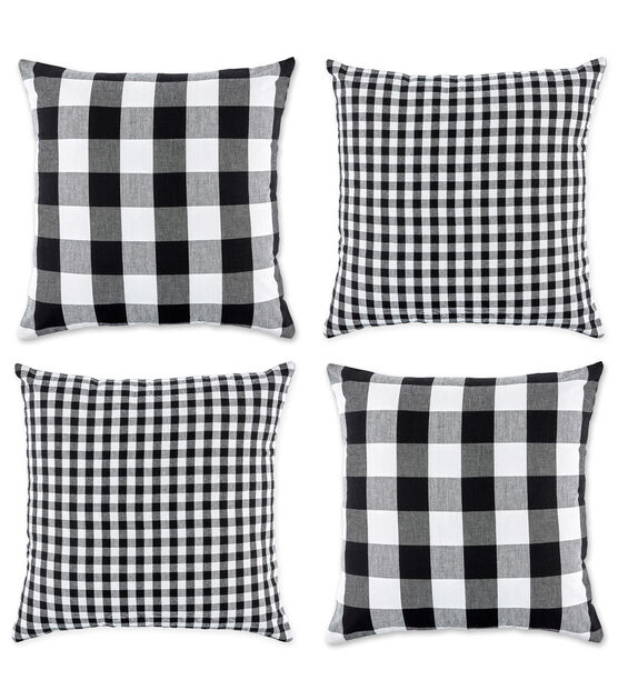 Design Imports Buffalo Check Set of 4 Pillow Covers Black & White