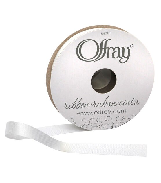 Offray 3/8"x9' Seamaid Solid Accent Ribbon White