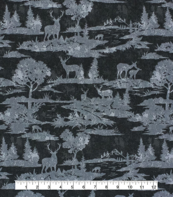 Grey Tonal Wilderness Cotton Canvas Fabric, , hi-res, image 2