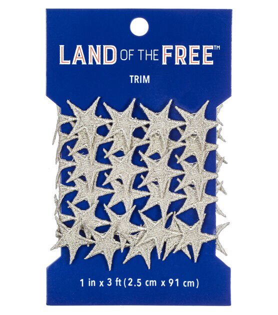 Land of the Free Star Venice Metallic Trim 1'' Silver