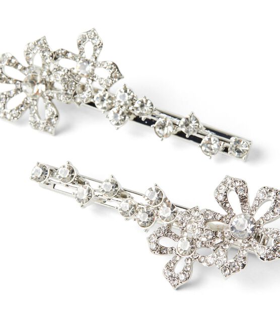 Badgley Mischka 2 pk Casted Stone Flower Metal Hair Clips, , hi-res, image 2