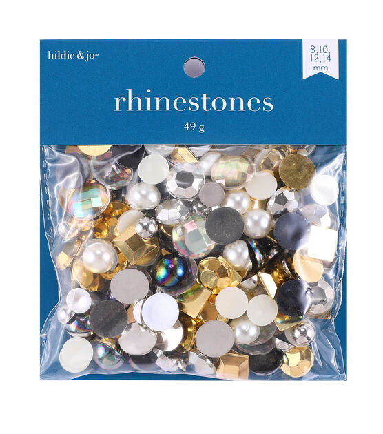 1.7oz Gold & Silver Assorted Flat Back Rhinestones 120ct by hildie