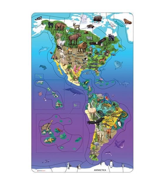 Dowling Magnets 11.5" x 18" North & South America Wildlife Puzzle 50pc