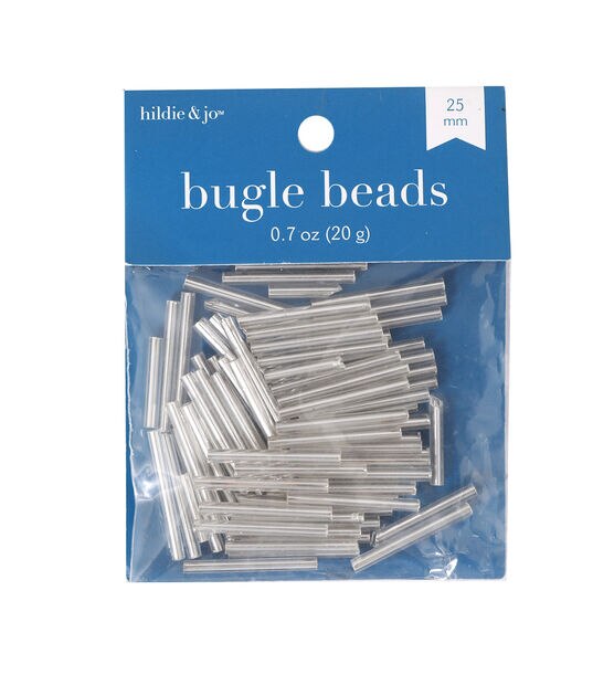 25mm Silver Lined Glass Bugle Beads by hildie & jo