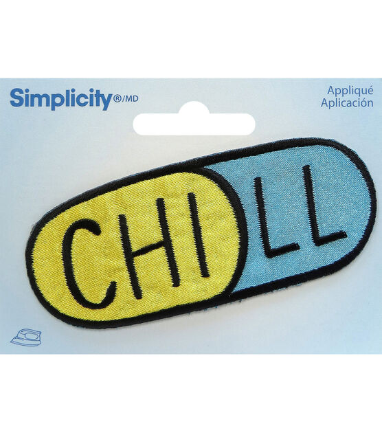 Simplicity Embroidered Chill Pill Iron On Patch