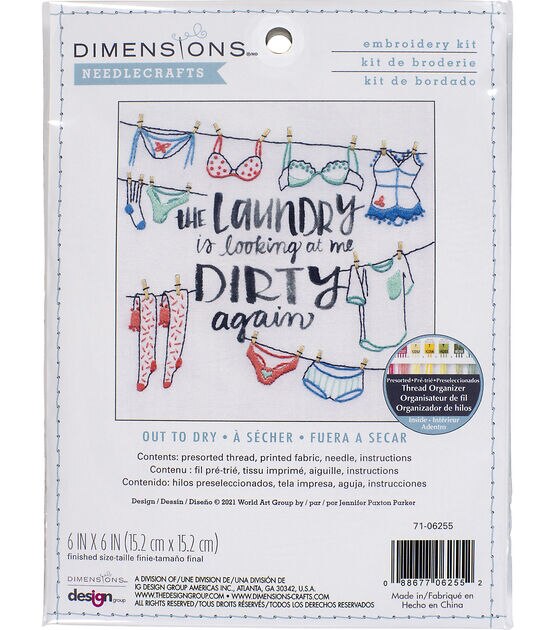 Dimensions Out To Dry Embroidery Kit 6" x 6"