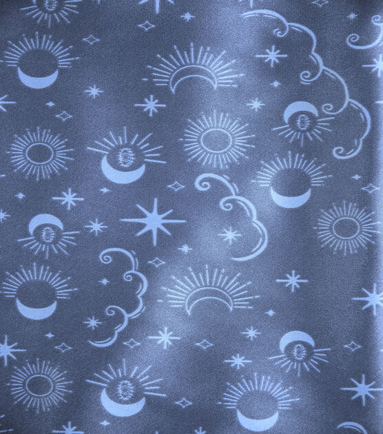 Blue Celestial Print Shiny Charmeuse Fabric, , hi-res, image 1