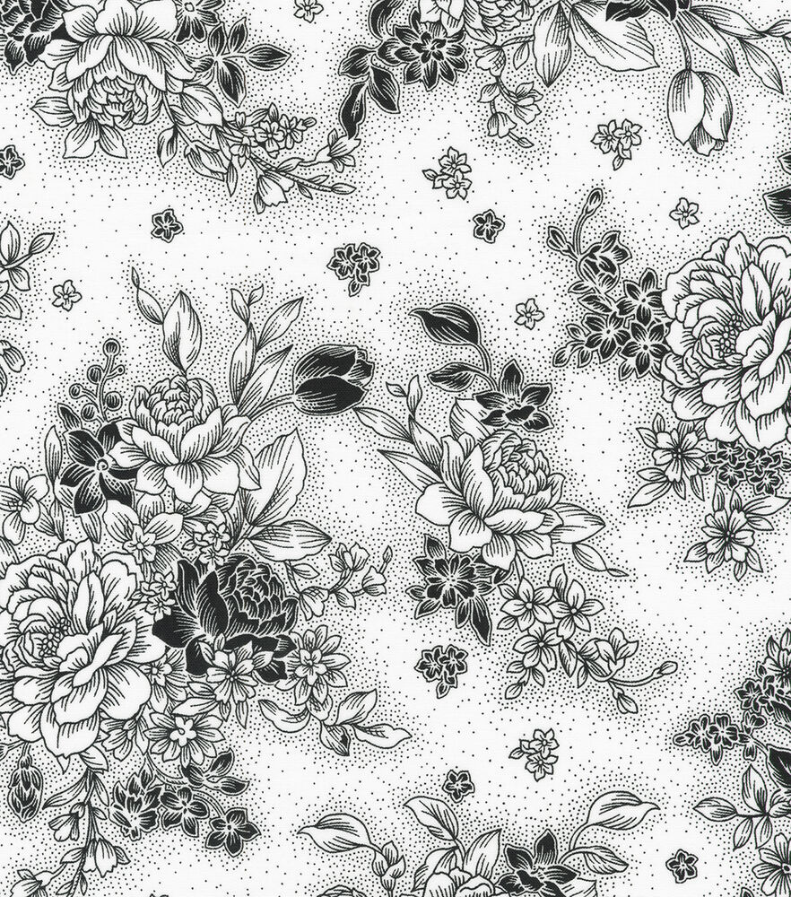Robert Kaufman Rose Bouquet Quilt Cotton Fabric by Keepsake Calico, White, swatch