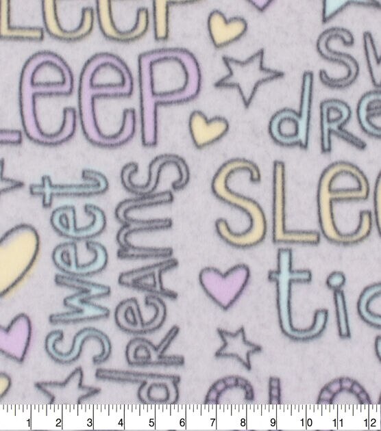 Blizzard Fleece Fabric Pastel Dream Words