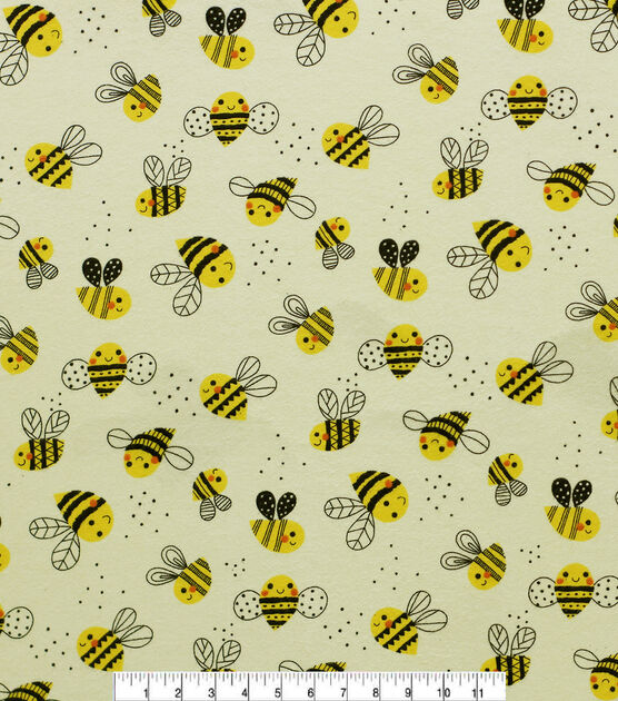 Bees on Yellow Super Snuggle Flannel Fabric, , hi-res, image 2