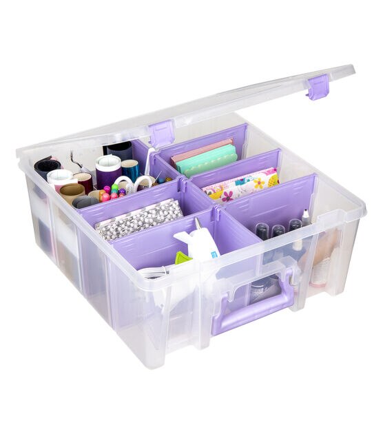  ArtBin Super Satchel Double Deep with Purple Accents Storage  Container, Clear : Everything Else