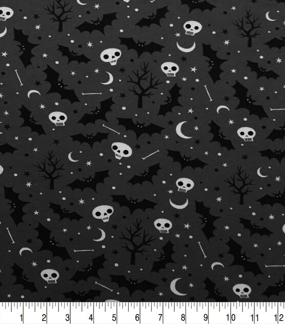 Halloween Grey Halloween Icons Jersey Knit Fabric by POP!, , hi-res, image 4