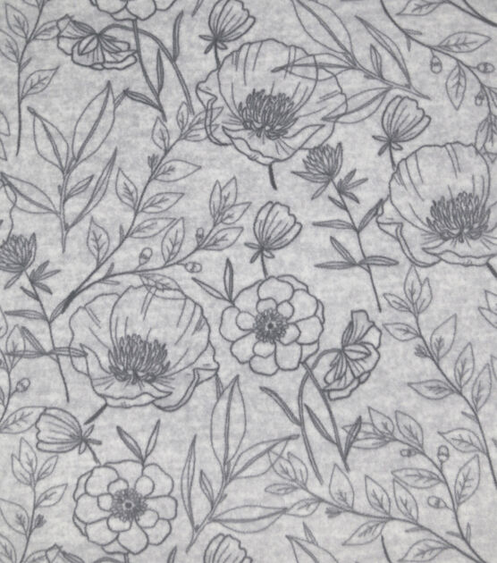 Botanical Sketch Flower Luxe Fleece Fabric