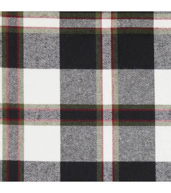 Black Red Green Plaid Brushed Cotton Shirtings Fabric
