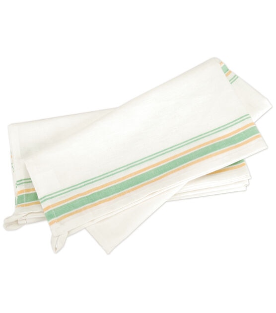 Aunt Marthas 18" x 28" Green Stripe Towel Embroidery Fabric 3pk